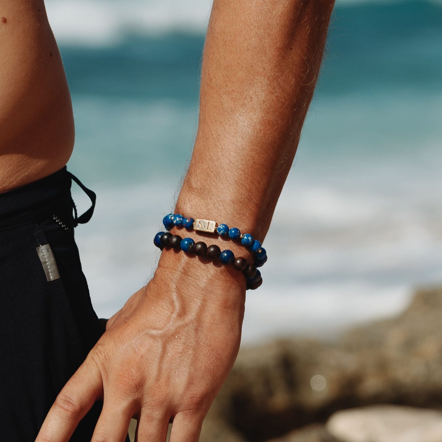 Ocean Drift Stack – ocean-inspired bracelet stack worn on wrist | Stone N Luxe