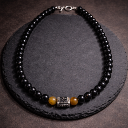 Onyx Valor Necklace – Black Onyx and Tiger Eye mens necklace | Stone N Luxe