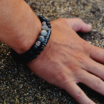 The Visionary Stack – iridescent gemstone bracelet stack worn on wrist | Stone N Luxe