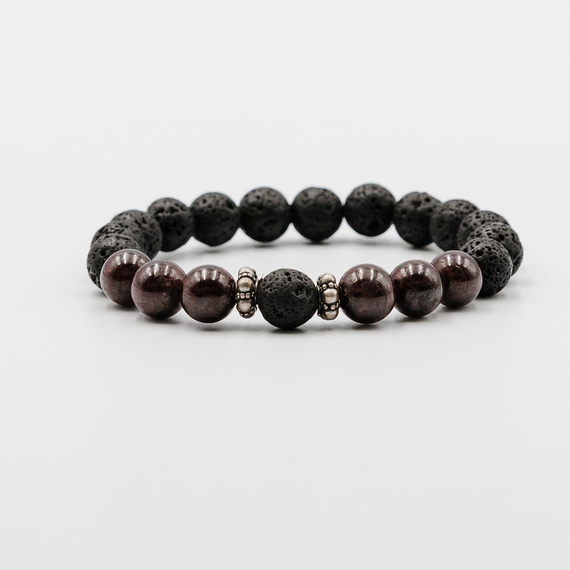 Noir Volcanic Bracelet – Lava Stone and Garnet mens bracelet | Stone N Luxe