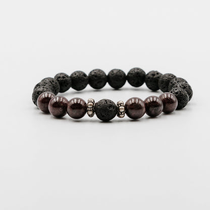 Noir Volcanic Bracelet – Lava Stone and Garnet mens bracelet | Stone N Luxe