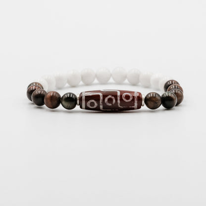 Eclipse Ritual Bracelet – Dzi Stone Moonstone and Red Tiger Eye mens bracelet | Stone N Luxe