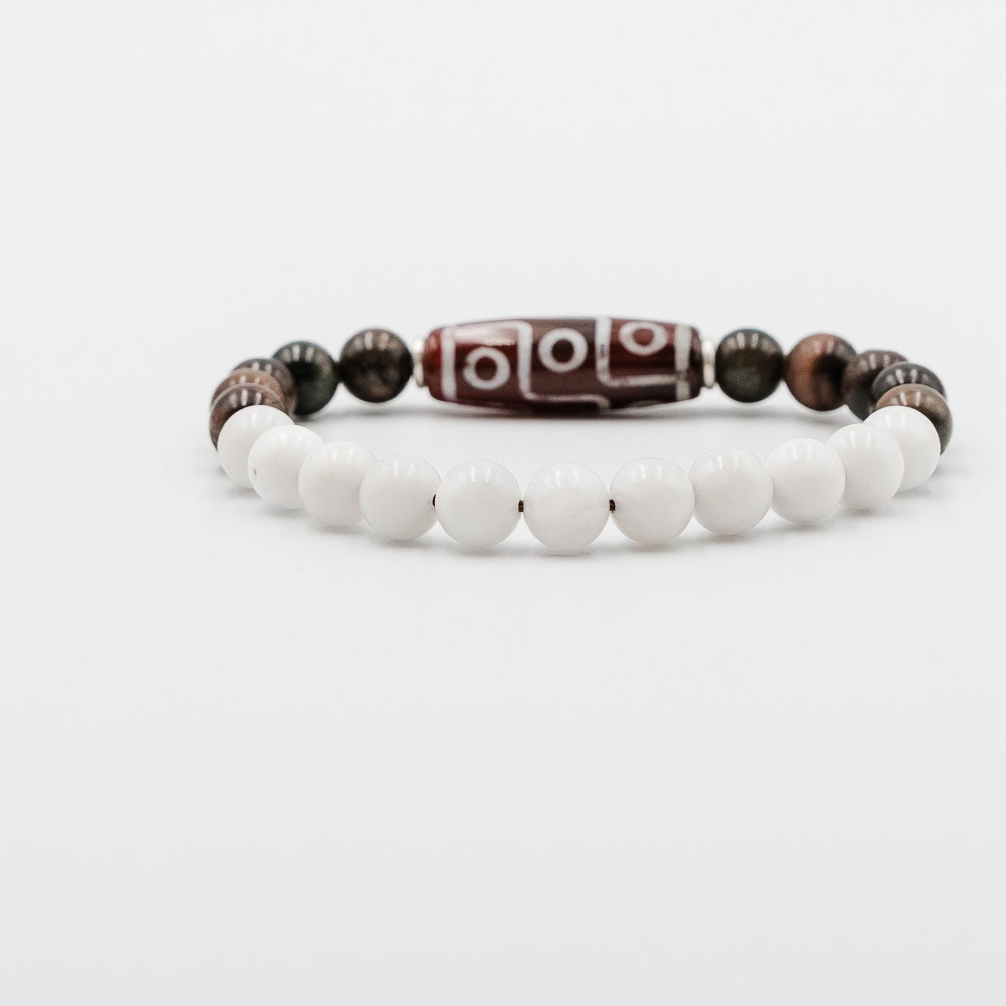 Eclipse Ritual Bracelet – dzi moonstone red tiger eye bracelet detail | Stone N Luxe