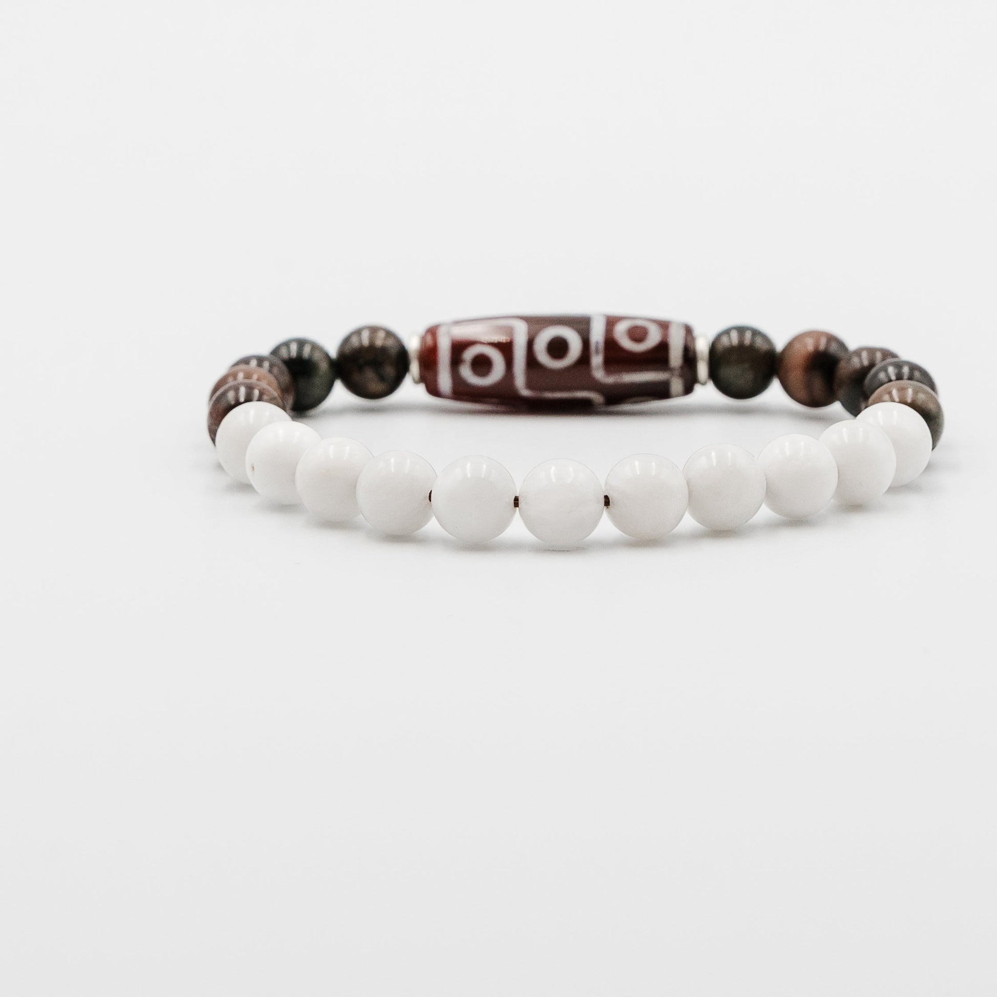 Eclipse Ritual Bracelet – dzi moonstone red tiger eye bracelet detail | Stone N Luxe