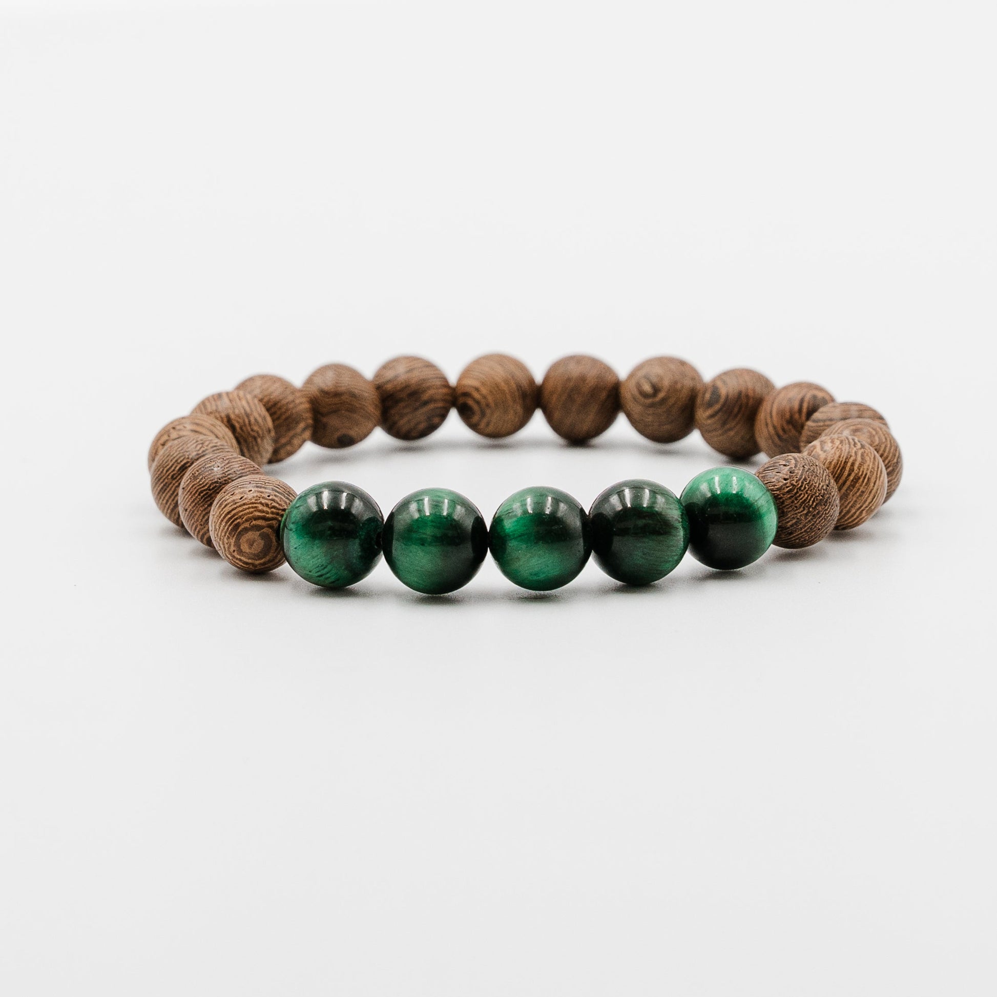 Forest Instinct Bracelet – Natural Wood and Green Tiger Eye mens bracelet | Stone N Luxe