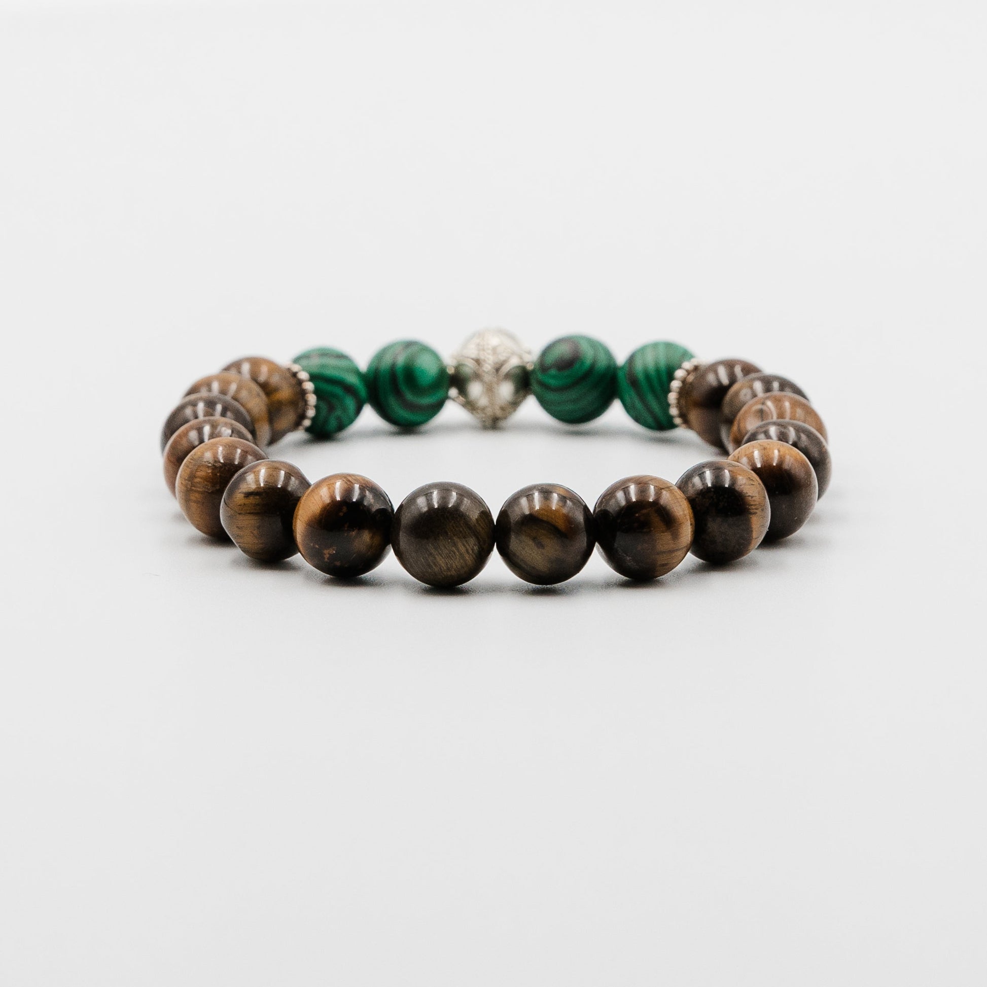 Emerald Resolve Bracelet – handstrung malachite tiger eye bracelet | Stone N Luxe