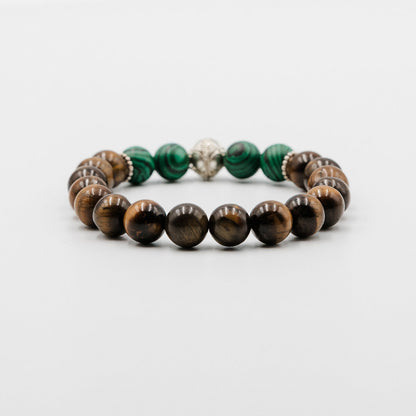 Emerald Resolve Bracelet – handstrung malachite tiger eye bracelet | Stone N Luxe