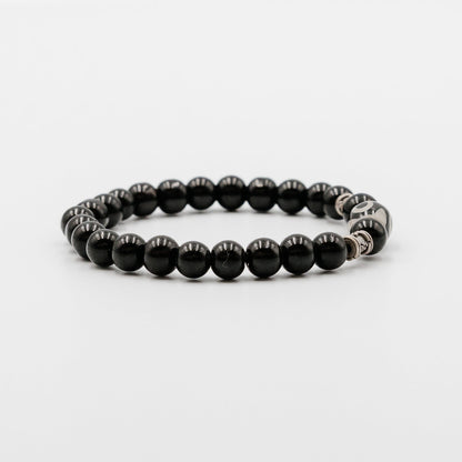 Obsidian Talisman Bracelet – dzi stone black onyx silver bracelet detail | Stone N Luxe