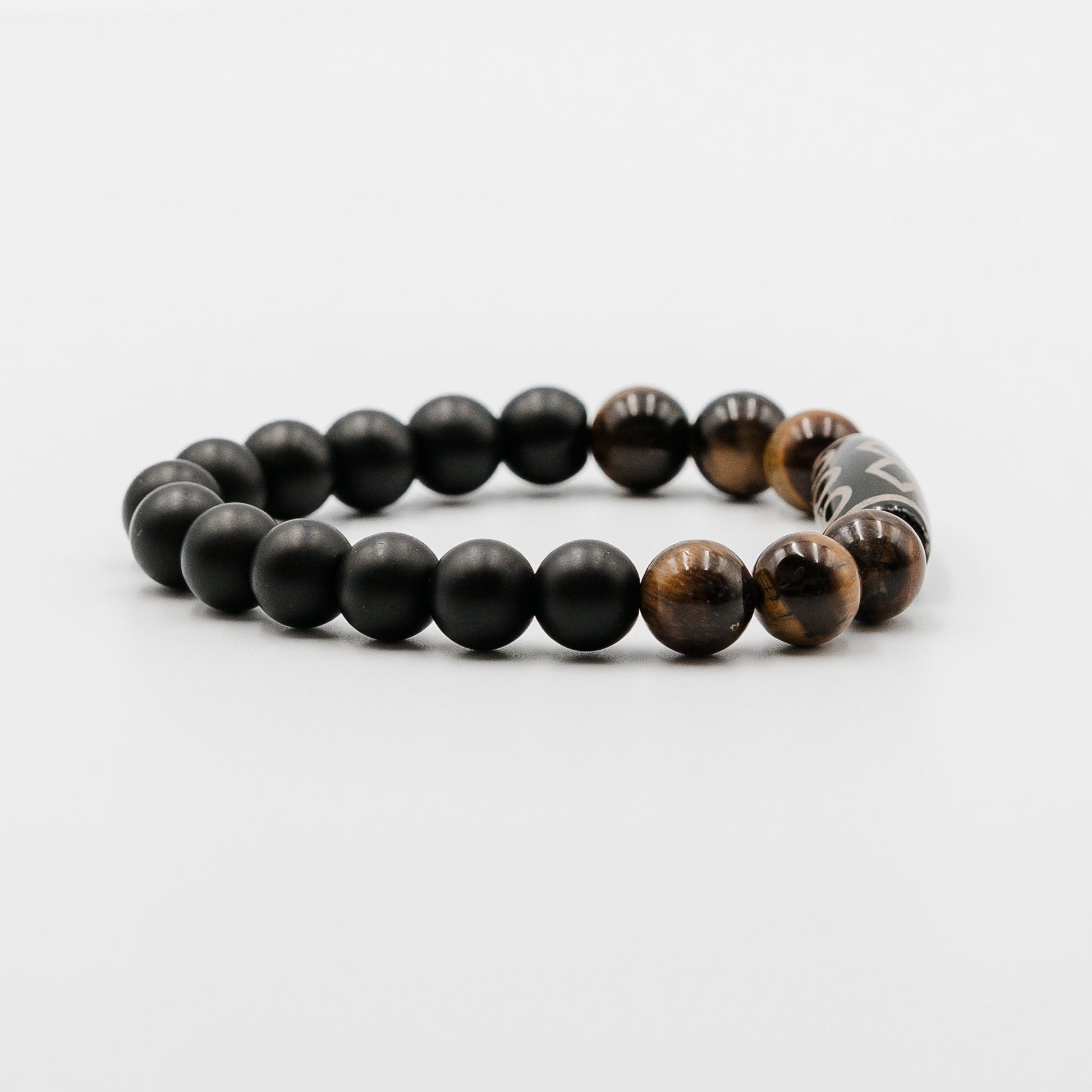 Eclipse Guardian Bracelet – dzi stone tiger eye black onyx bracelet detail | Stone N Luxe