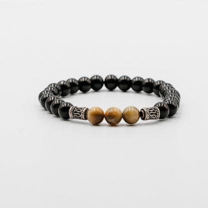 Tectonic Tempo Set – black onyx tiger eye wood bracelet set detail | Stone N Luxe