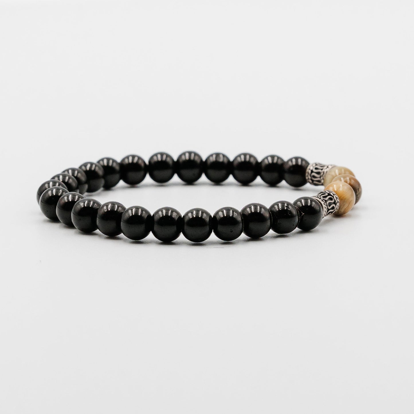 Golden Eclipse Bracelet – tiger eye black onyx silver bracelet detail | Stone N Luxe